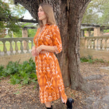 RHEA MIDI | IKAT BROWN