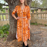 RHEA MIDI | IKAT BROWN