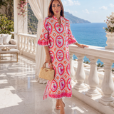 COMO MIDI | MONKEY CHINOISERIE ORANGE-PINK