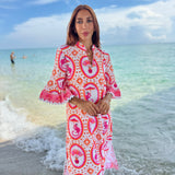 COMO MIDI | MONKEY CHINOISERIE ORANGE-PINK