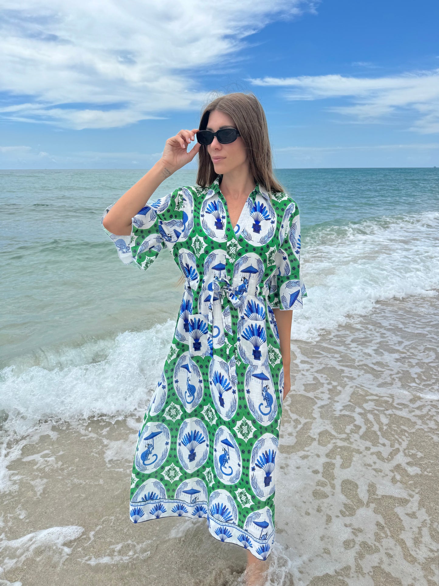 CAPE MIDI | MONKEY CHINOISERIE JADE