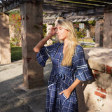 CAPE MIDI | NAVY PLAID